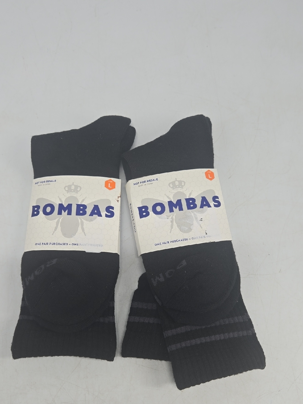 Bombas Black Athletic Crew Socks - Two Pair Large